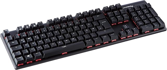 HyperX HX-KB6RDX-DE Alloy Origins, mechaniczna klawiatura gamingowa RGB, HyperX Red switches (niemiecki układ QWERTZ), czarna