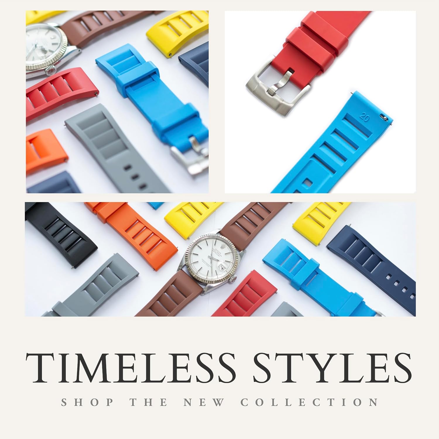 Premium FKM Vented Rubber Watch Band For Watches – Quick Release Diver Straps for Men & Women, 19mm 20mm 21mm 22mm 24mm, Soft & Durable Waterproof Replacement Wristband