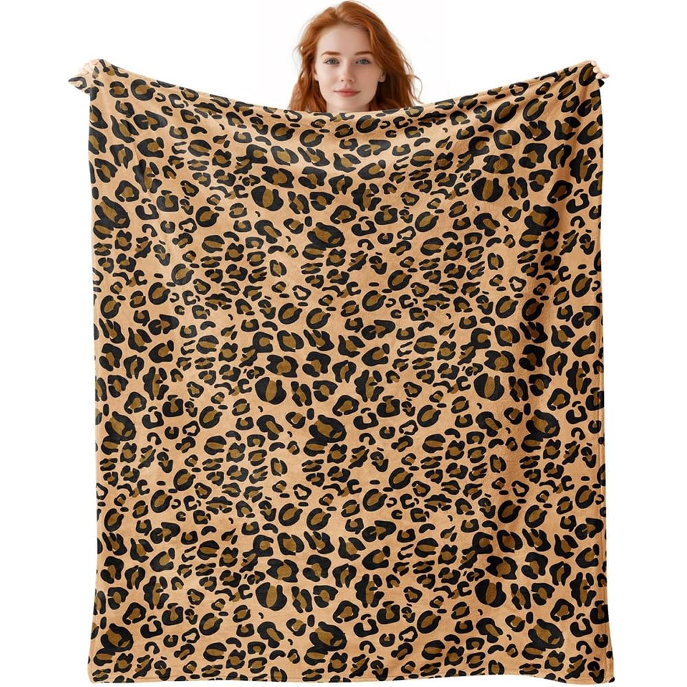 Vexthorion Leopard Print Throw Blanket, Leopard Blanket Ultra Soft & Warm Plush Fleece for Couch, Bed Decor, Cozy Essential for Movie Nights, Animal Print, 100x150cm