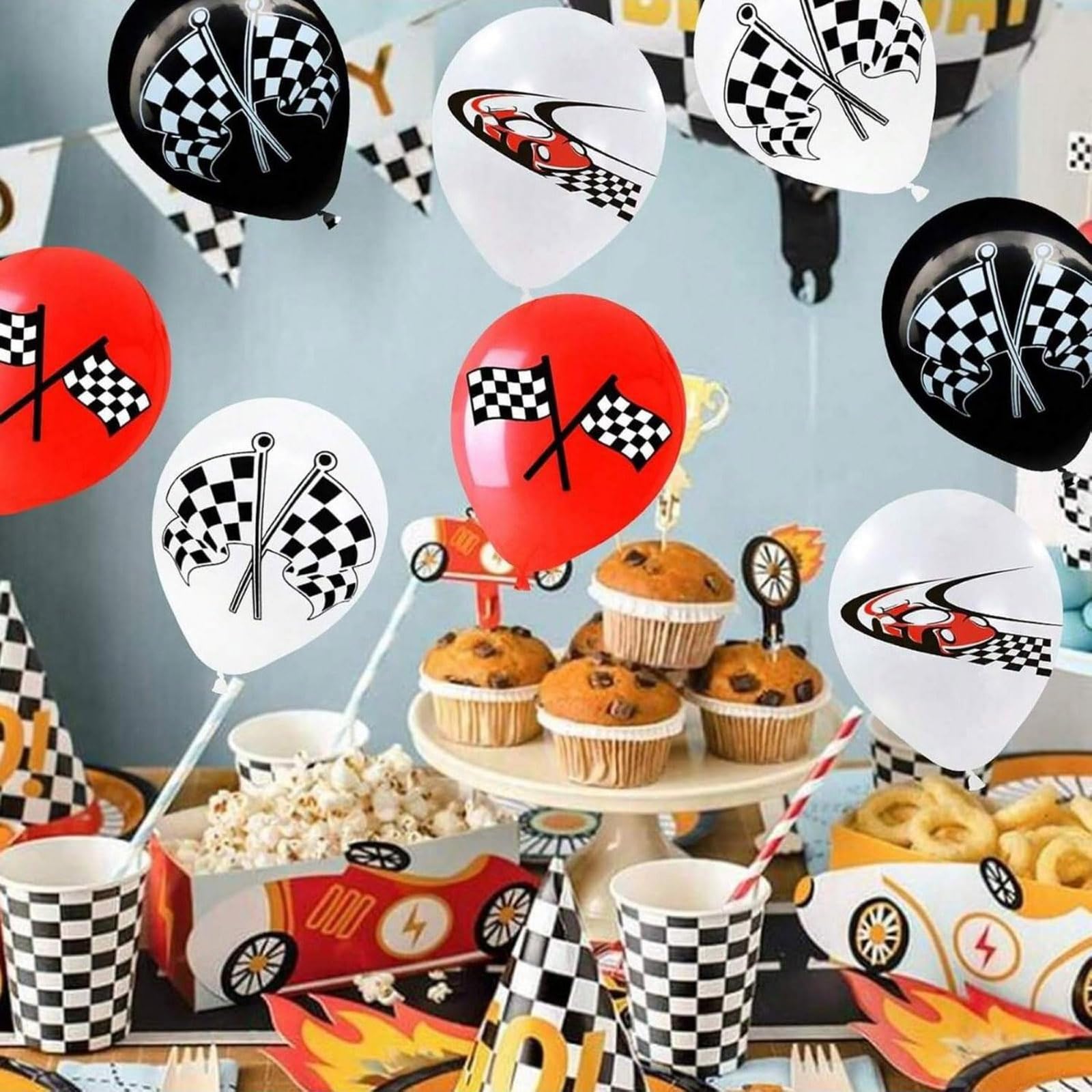 20 Rennwagen-Luftballons – 12 Zoll, Latex Mit Rennsport-Motiven, Kindergeburtstagsdeko Für Racing-Partys