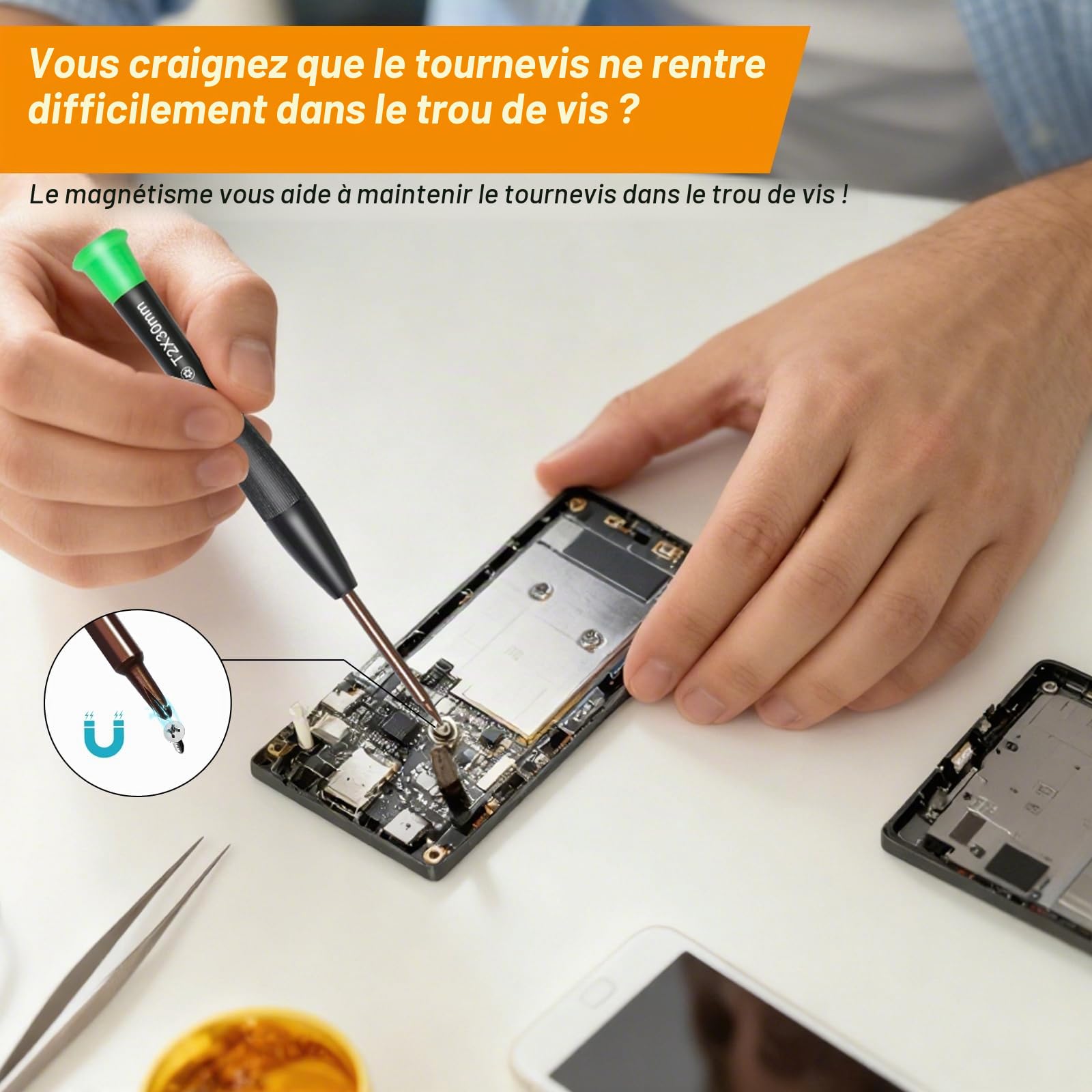 DTD Kit d'outils de réparation 30 en 1 pour téléphone portable, tournevis de précision pour smartphone, tablette, montre, lunettes, PS4, Switch
