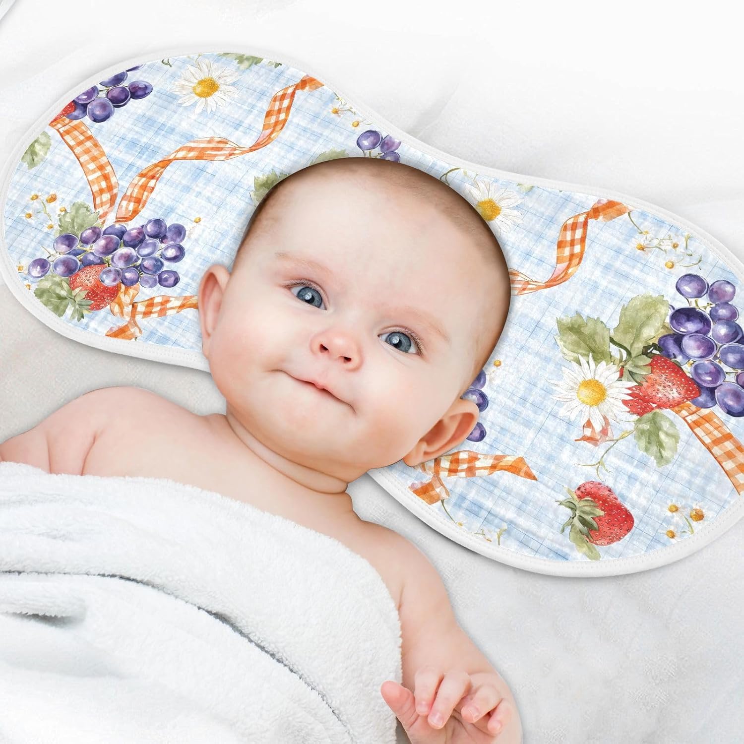 vvfelixl Baby Burp Cloths Ribbon Fruit Baby Newborn Cotton Burping Cloths Set Babys Washcloths 4 Pack