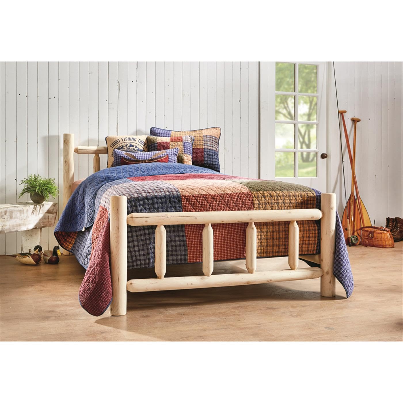 Castlecreek Wood Bed Frame with Headboard, Cabin Decor, Heavy-Duty, Rustic, Twin, Cedar Log