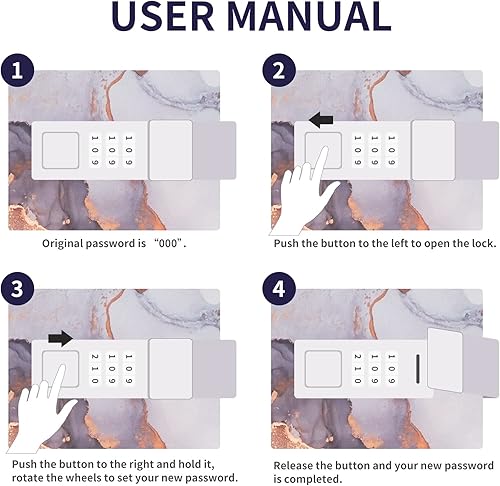 Miniatura 4 de Diario de mármol con cerradura para niñas y mujeres, diario de cuero A5 con cerradura para adolescentes, cuadernos secretos con bloqueo de