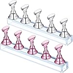 Blulu 2 Sets Nail Stand for Press on Acrylic Nails Display Practice Magnetic Fake Nail Holder for Painting Nails for False Fingernail Manicure Tool Home DIY Salon Supplies(Pink and Silver)