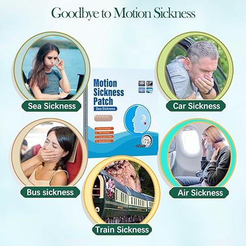 Miniatura 4 de Parches de mareo por movimiento para crucero, 14 unidades, parches de movimiento y mareo que no producen somnolencia detrás de la oreja para adultos