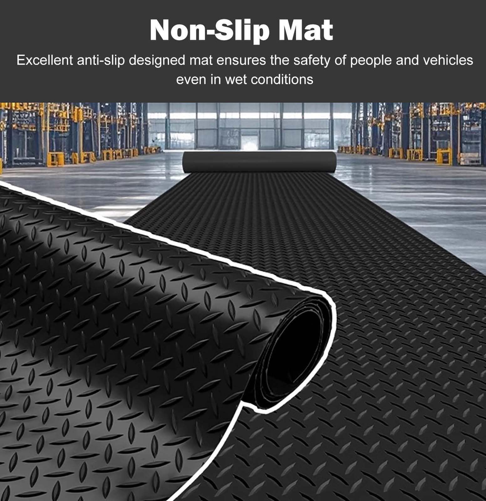 Tappetini in gomma, Tappetino for palestra in casa, resistente all'abrasione(1x4m/3.3x13.1ft)