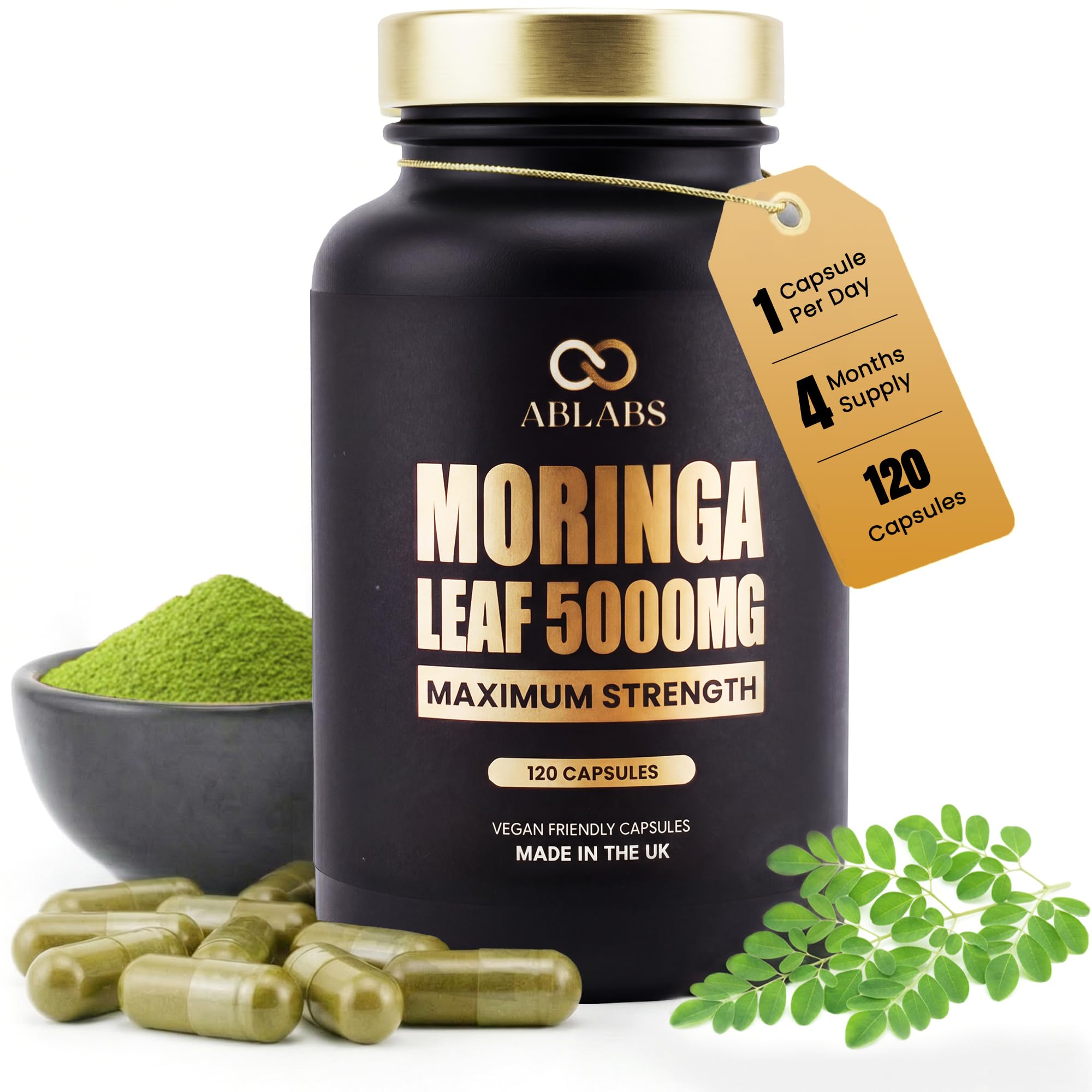 Organische Moringa Kapseln - 5000mg Moringa Extrakt | Reines Moringa | Vegan, Keine Künstlichen Füllstoffe, Non-GMO