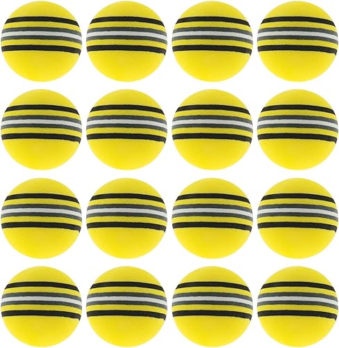 DGZZI Pelota de golf de esponja, 16 unidades de 1.654 in, espuma EVA amarilla, bolas de golf de práctica de arco iris, bolas suaves de entrenamiento