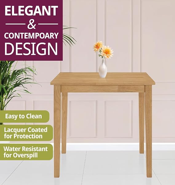 Hallowood Furniture Ledbury Small Rectangular Light Oak Kitchen Table, Wooden & Space-Saving Dining Table for Home, Kitchen, Offices, Apartments and Cafe (80cm) - 5