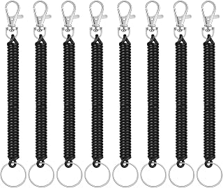 Yuomeaz 8Pcs Retractable Spring Coil Keychain, Stretchy Lanyard with Keyring Lobster Clasp, Elastic Safety Key Chain for Wallet, Keys, Cellphone