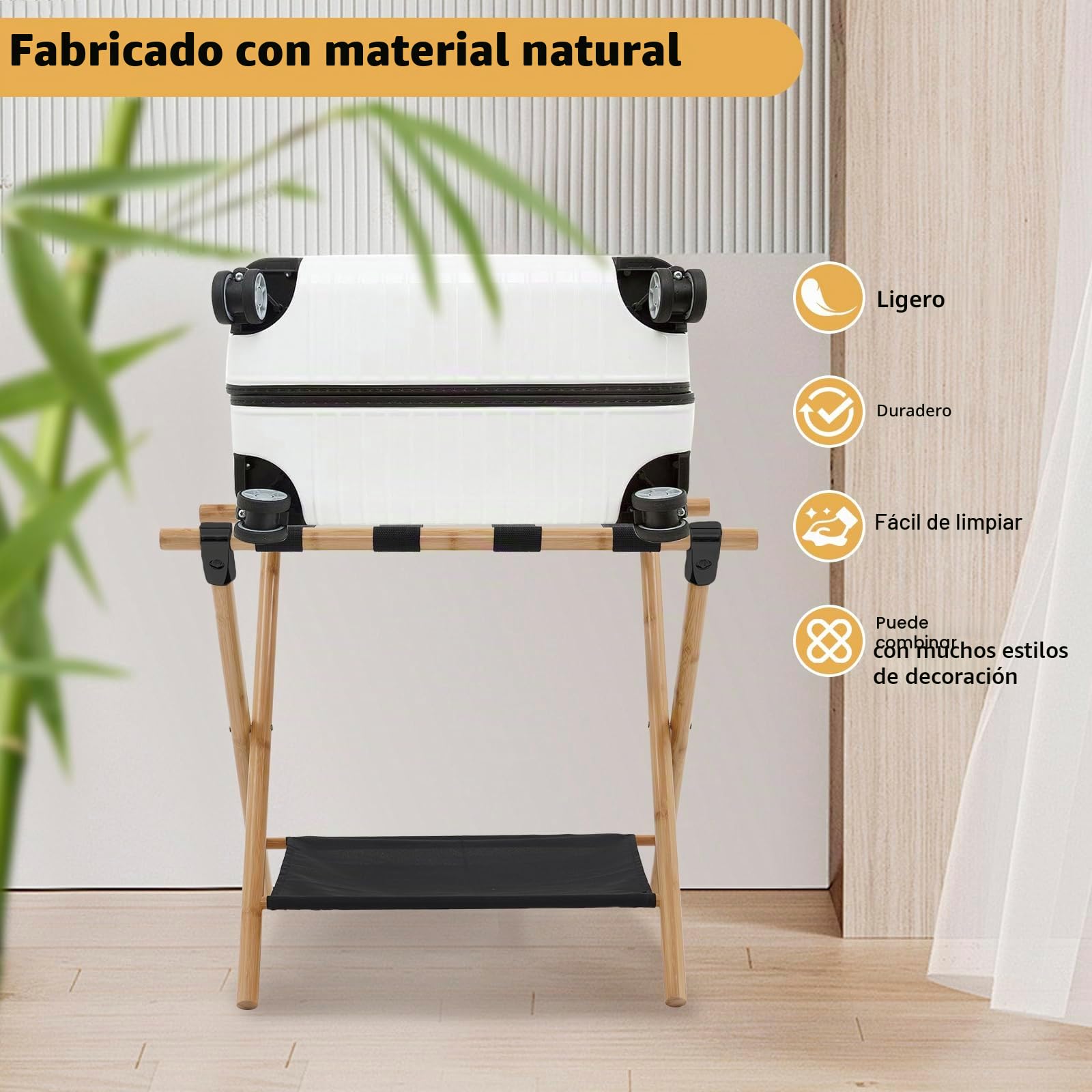 Soportes para Maletas Grande, 2 unidades, portaequipajes, doble capa, con 4 correas, taburete para equipaje para hotel y hogar, 64 x 45 x 52 cm