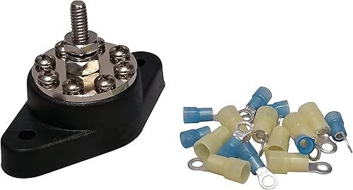 Miniatura 4 de 5/16" (rojo) poste de unión de perno de distribución -8 bloques de terminales - Kit de barra de bus