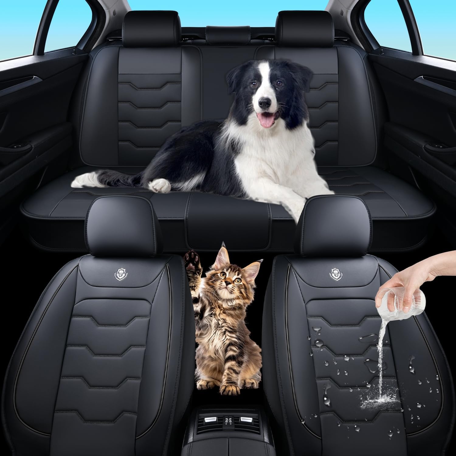 car seat Cover for Honda Civic EX 4dr Sedan 2007-2016,Waterproof Faux Leather,Protecting car interiors for car Seats,5-seat Full Set Non-Destructive Installation