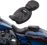 Vista 27 de TCT-MOTORPARTS Asiento de Conductor y Pasajero de Perfil Bajo con Almohadilla de Respaldo de Conductor para Harley Touring Road King 2009-2023