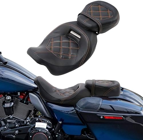 Miniatura 28 de TCT-MOTORPARTS Driver Rider - Almohadilla de respaldo para Harley Touring Road King Street Road Electra Glide Ultra 2009-2023, costuras negras