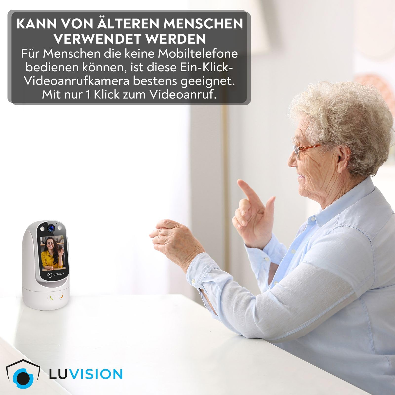 WLAN PTZ Überwachungskamera Auto-Tracking Video Anrufkamera, Telefonkamera mit Gegensprechfunktion für Kinder Senioren und Haustier Überwachung mit App, Nachtsicht, KI Bewegungsverfolgung