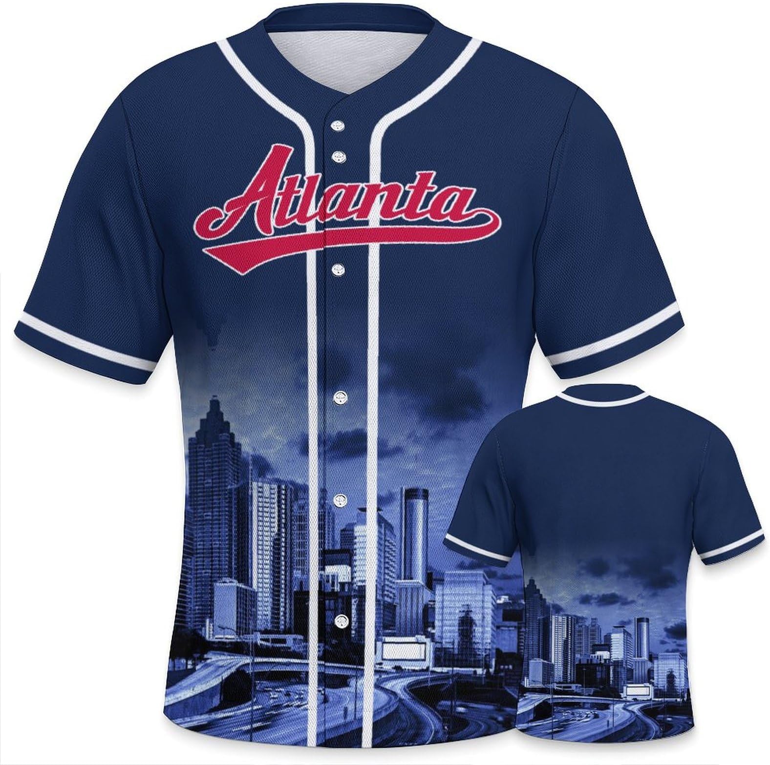 Baseball City Night Skyline Jersey Shirt Printing Apparel for Men Fans Gifts S-2XL