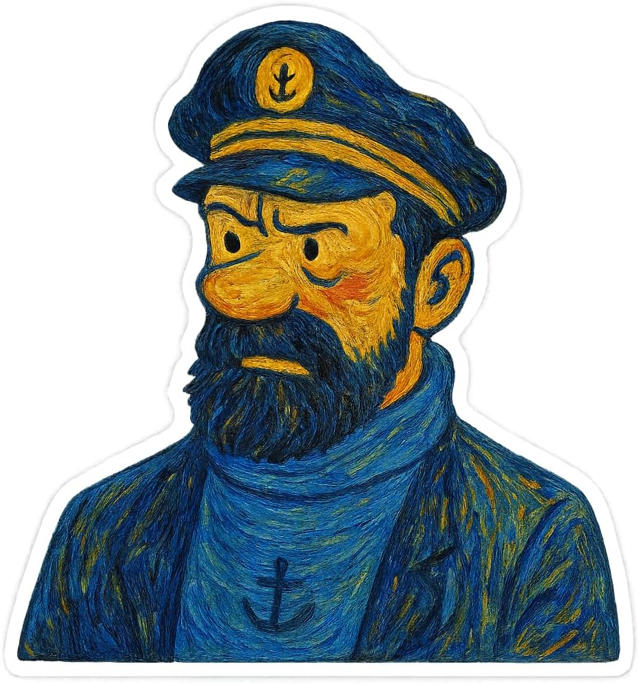 (3 Pack) Captain Haddock Post-Impressionist Gogh Style Sticker (3" x 3.25")