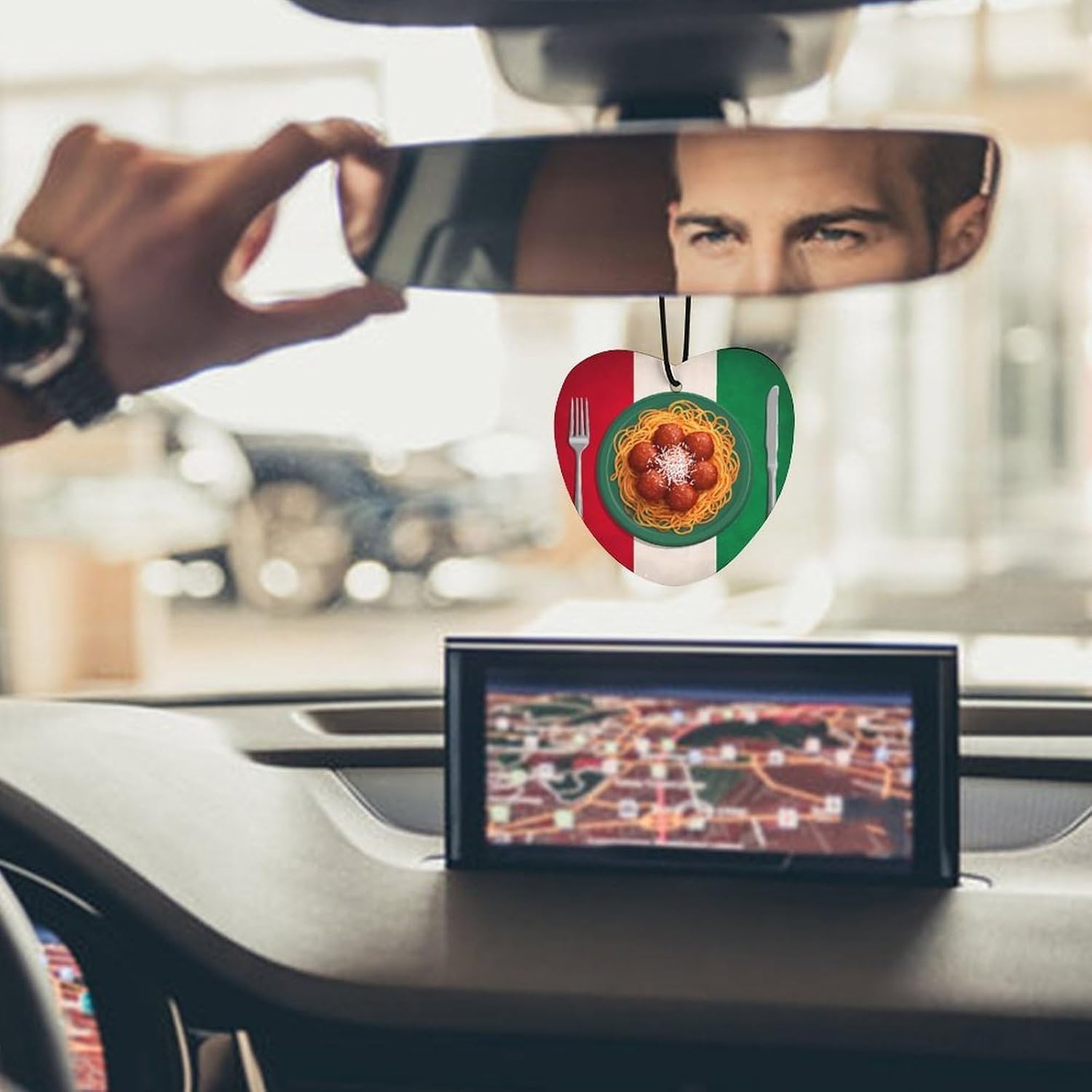 Meatball Italian Spaghetti Car Air Freshener Hanging Aromatherapy Tablets for Car Accessories Love form
