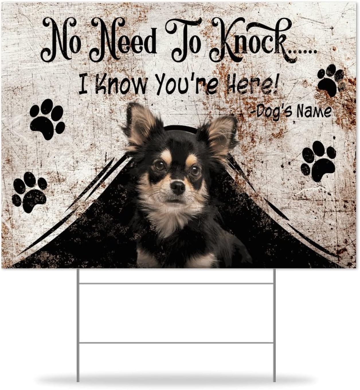No Need to Knock Yard Signs Chihuahua Yard Stake Signs Animal Theme 12x18in Easy to Mount Personalized Yard Signs for Garden Party Supplies Lawn Outdoor Decor