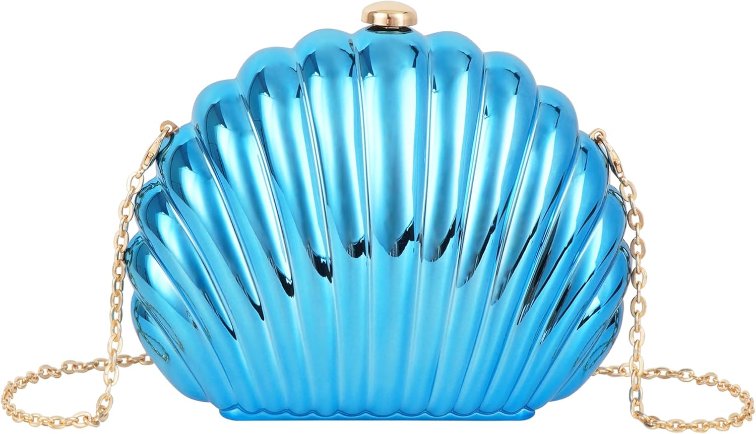 Women Evening Bag Acrylic Clutch Purse Shell Shape Shoulder Cross-body Chain Box Bag