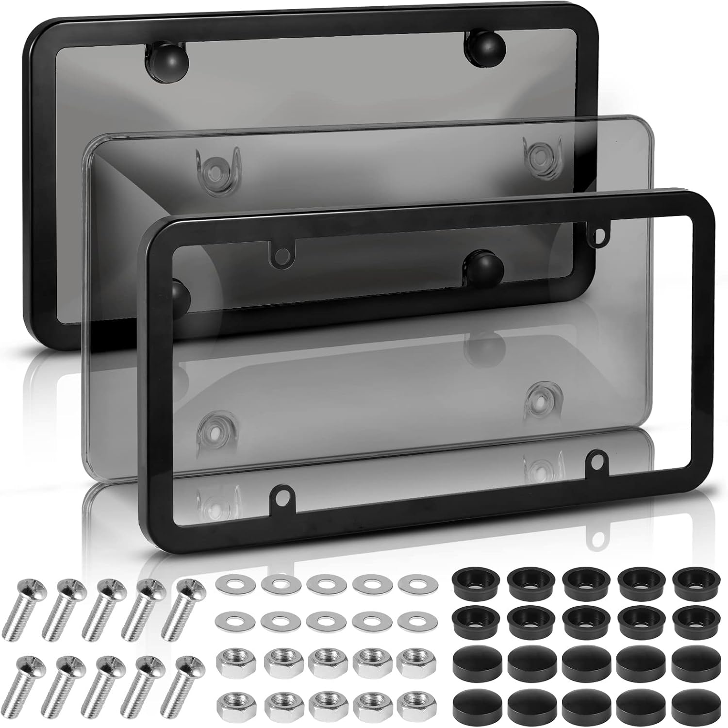 License Plate Covers, 2 Pack Smoked Bubble License Plate Frame, Licence