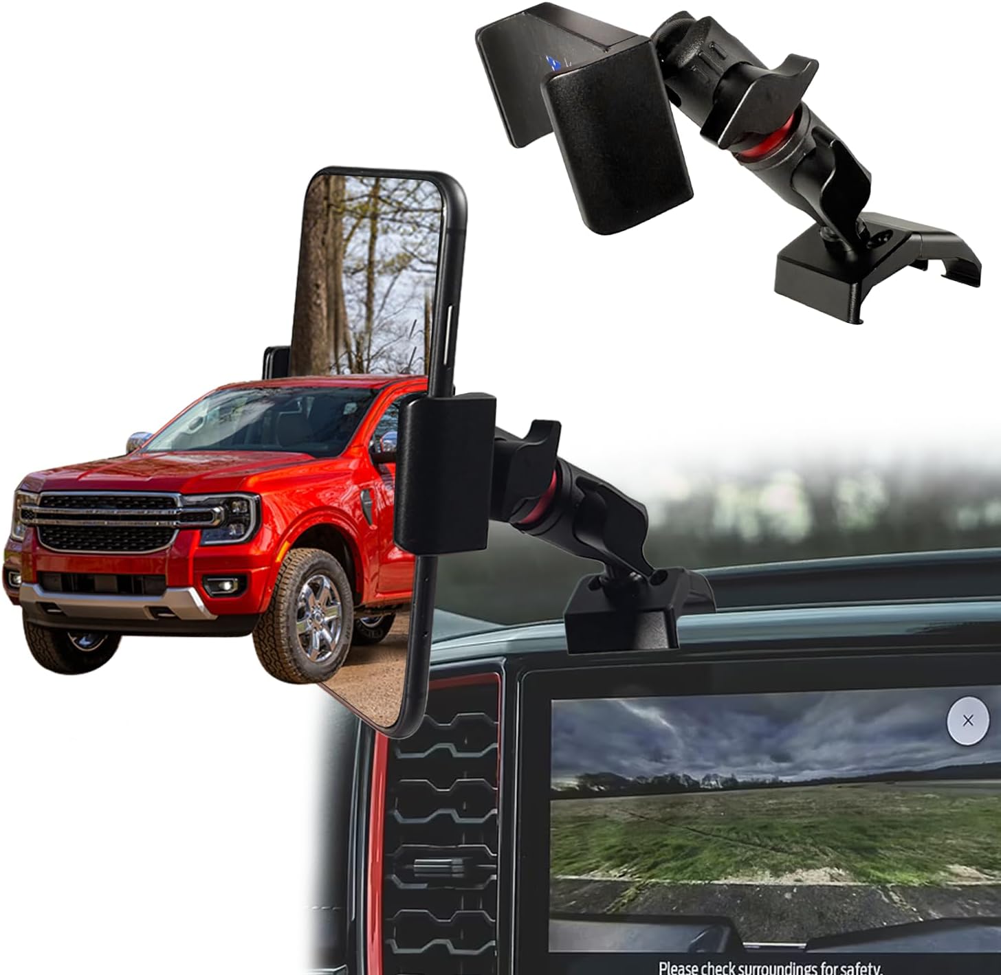 2025 Ranger Vent Phone Mount for 2024 2025 2026 Ford Ranger Accessories | Aluminum Telescopic Air Vent Phone Holder |Thick Case Friendly Car Mount for iPhone 16/15 Pro Max, Galaxy S24