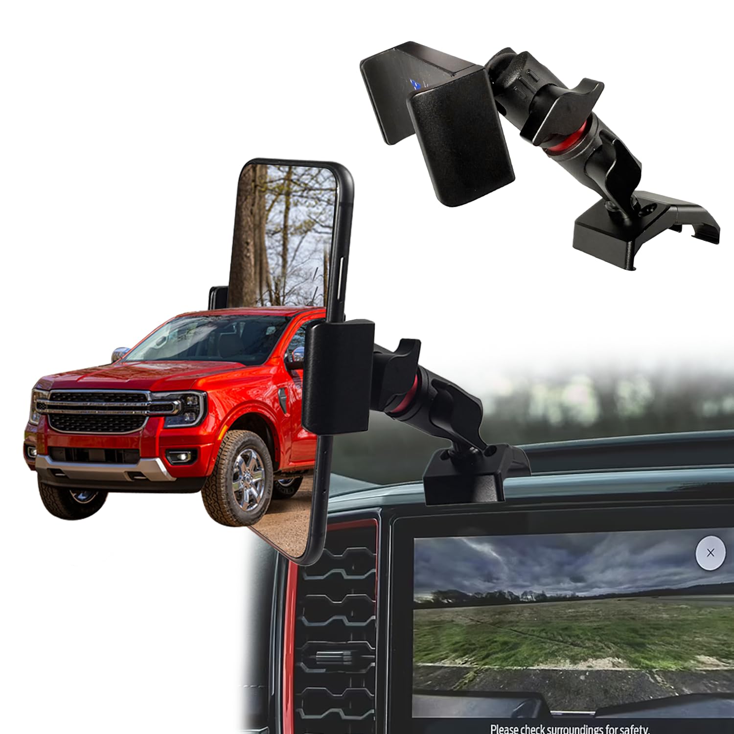 2025 Ranger Vent uchwyt na telefon do 2024 2025 2026 Ford Ranger akcesoria | aluminiowy teleskopowy uchwyt na telefon | gruby uchwyt samochodowy przyjazny dla obudowy do iPhone'a 16/15 Pro