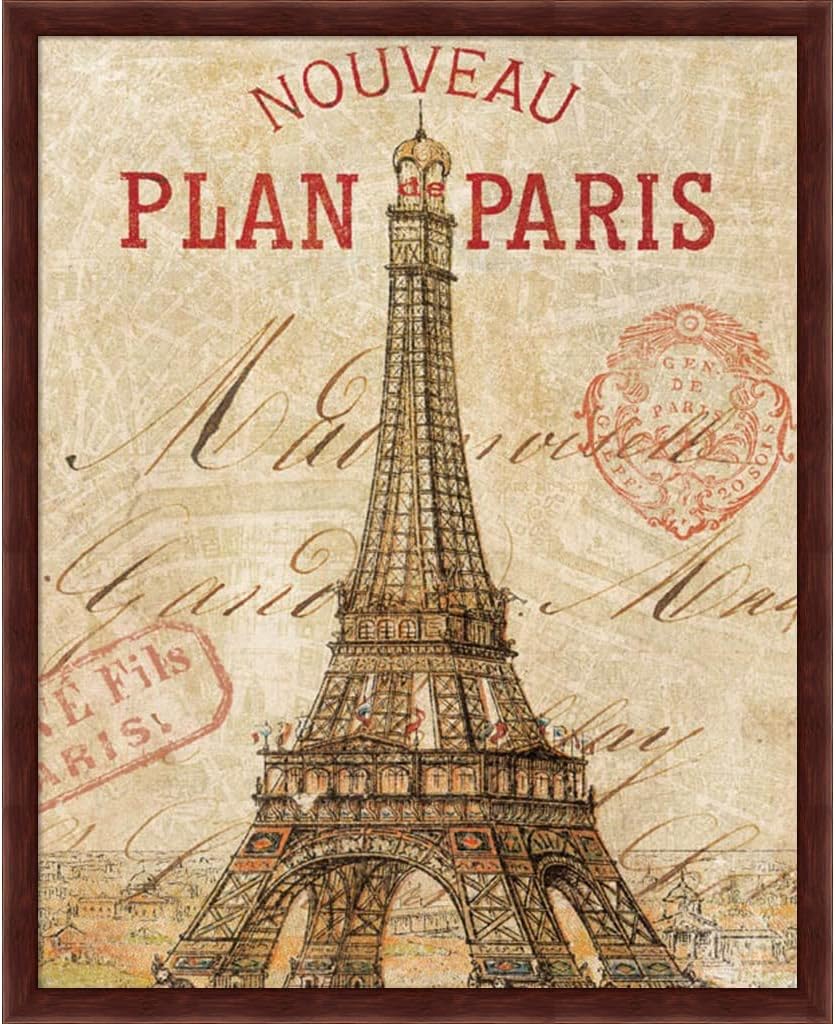 Letter from Paris & Pisa by Wild Apple Portfolio, 2 Piece Brown Framed Art Set, 17.25 X 21.25 Inches Each, Architecture Art