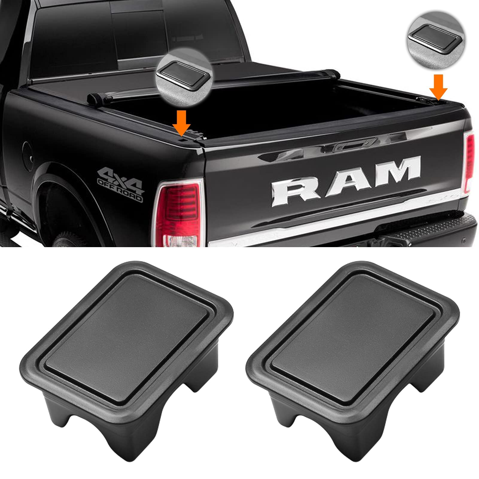 MoonlinksRam 1500 Stake Pocket Covers, Rear Truck Bed Rail Stake Pocket Cover Compatible with Dodge Ram 2019-2024 2025 2026(Set of 2)Global Recycled StandardGlobal Recycled StandardGlobal Recycled Standard