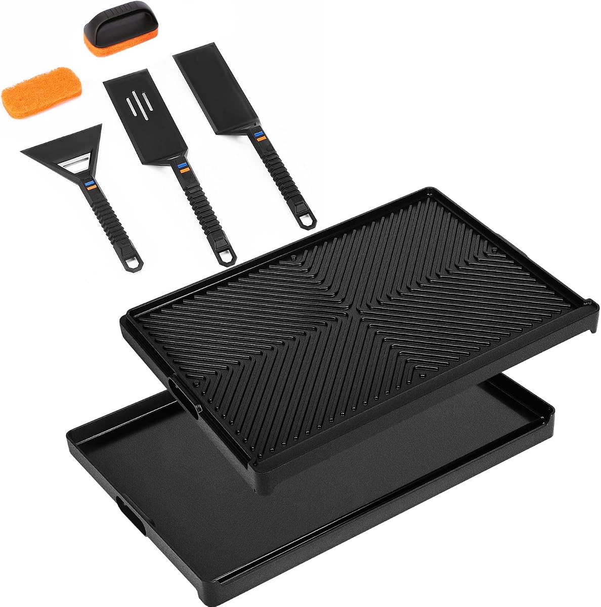 Utheer Griddle Combo Set, 23 Inch Ceramic Nonstick Cast Aluminum Griddle | Large cooking surface supports outdoor BBQ and indoor meals, designed for flexible grilling and easy cleanup