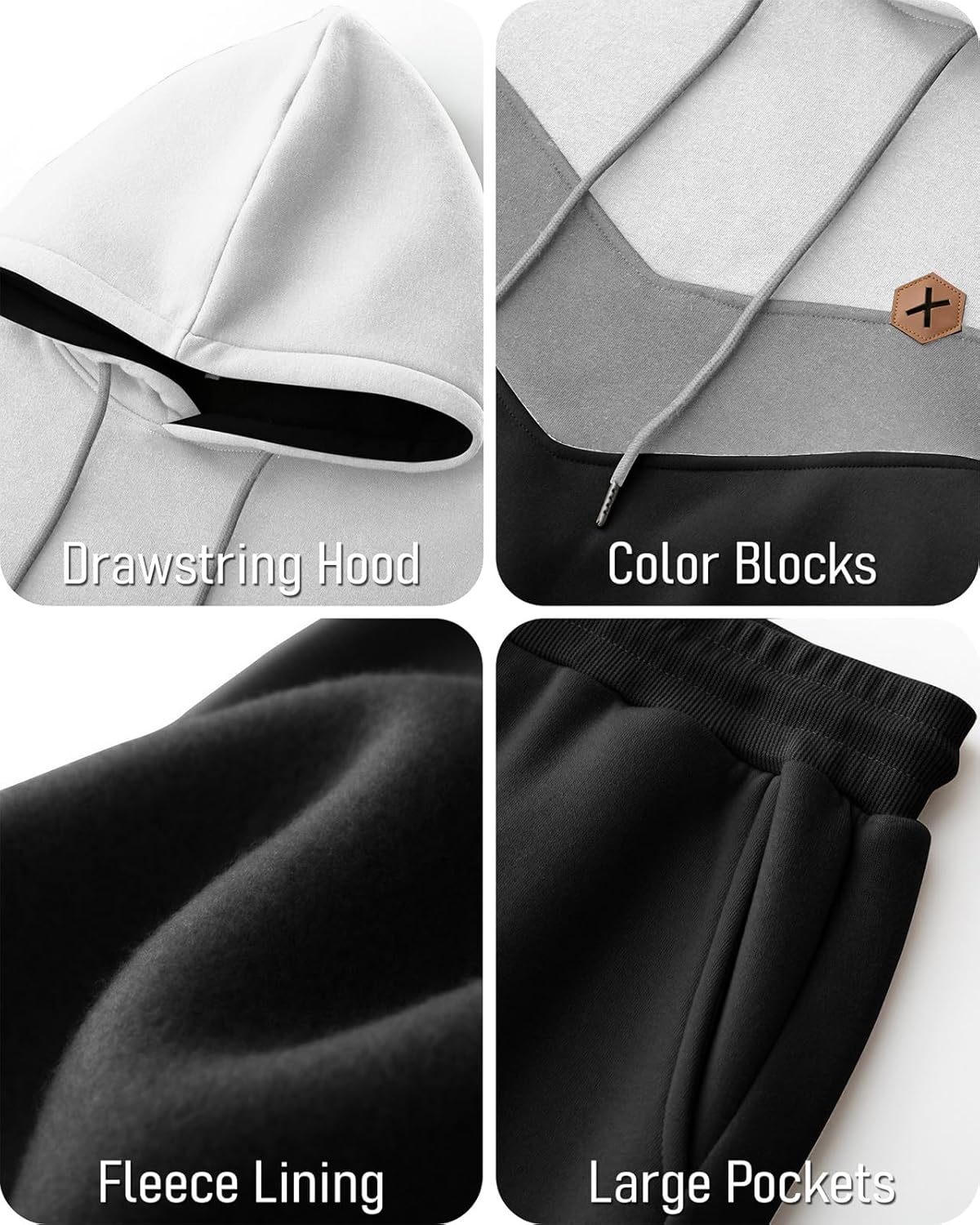 Mens Hoodie Tracksuit Set 2 Pieces Athletic Fleece Hooded Sweatsuit Casual Outfit Sweatshirt and Joggers Set - Image 4