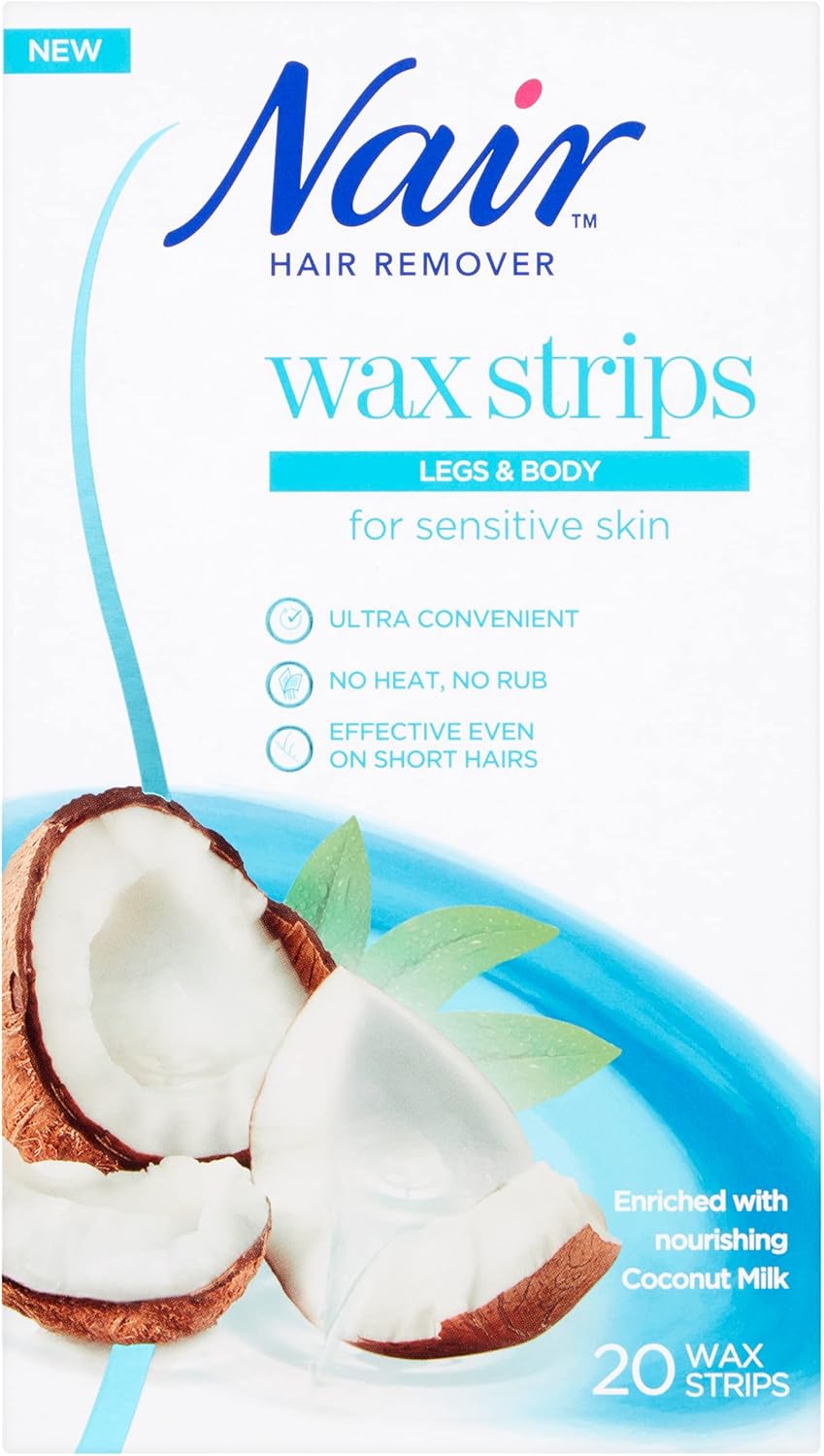 Nair Nourishing Coconut Cold Wax Strips Fast Hair Removal for Legs