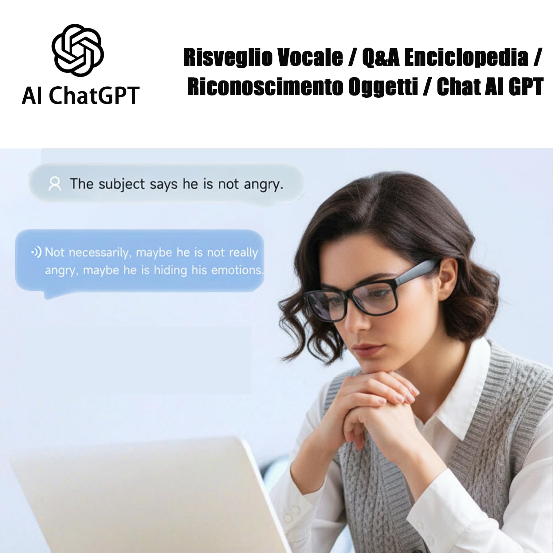 AI Smart Glasses con Telecamera 8MP, Occhiali Intelligenti Bluetooth da Uomo, Occhiali da Sole con Videocamera Integrata, Traduzione in Tempo Reale, Musica Open-Ear, Microfono Dual Noise Reduction