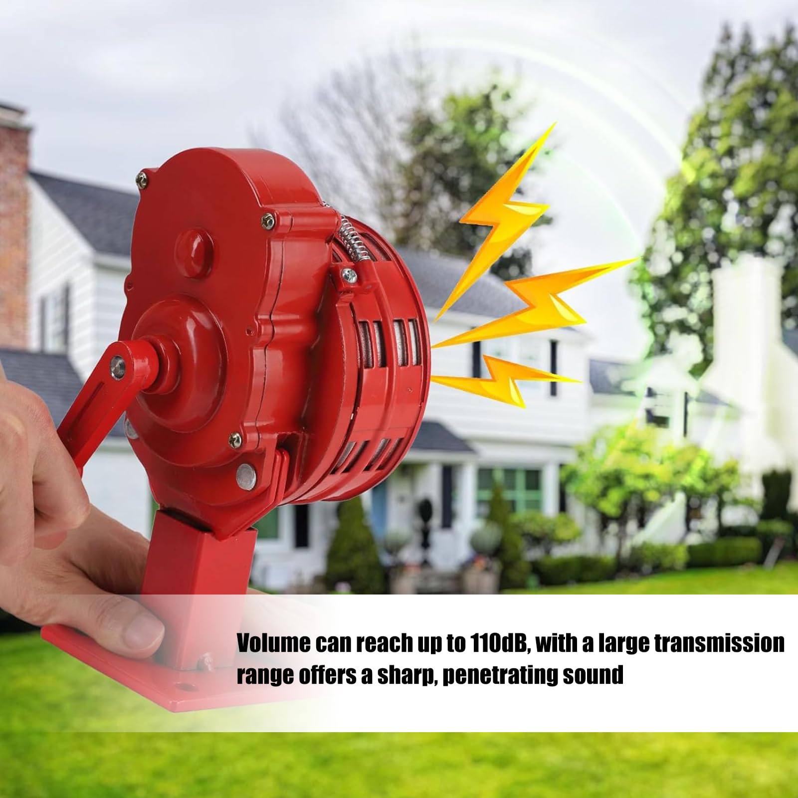 Herramienta de alarma de emergencia de 110 dB, alarma de manivela roja, alarma manual para seguridad al aire libre, bocina de manivela de supervivencia