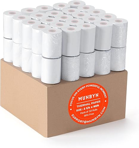 Miniatura 46 de MUNBYN Papel térmico de recibo de 2 1/4 pulgadas x 50 pies (5 rollos), papel de recibo sin BPA de 2.283 in, se adapta a todas las mini impresoras