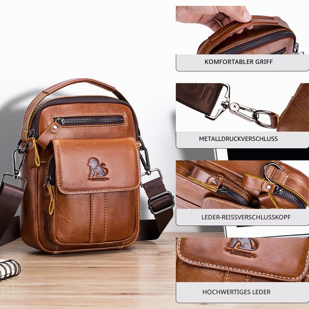 pundarika umhängetasche herren leder kleine Schultertasche leder männertasche handtaschen für männer,Verstellbarer Schultergurt.