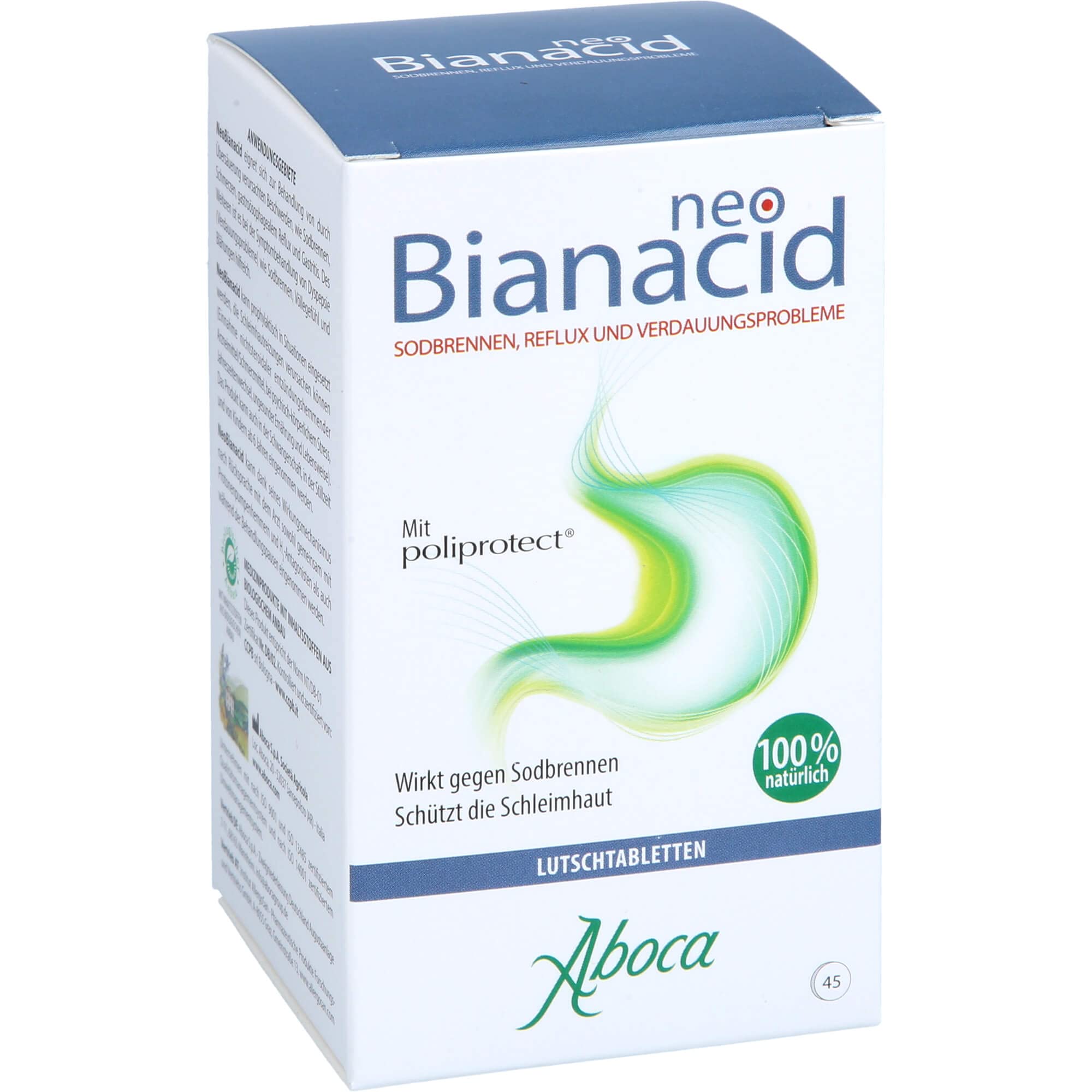 NeoBianacid Comprimés – Pour le reflux, l'acide gastrique, les brûlures d'estomac et les douleurs d'estomac – Produit médical naturel de Aboca