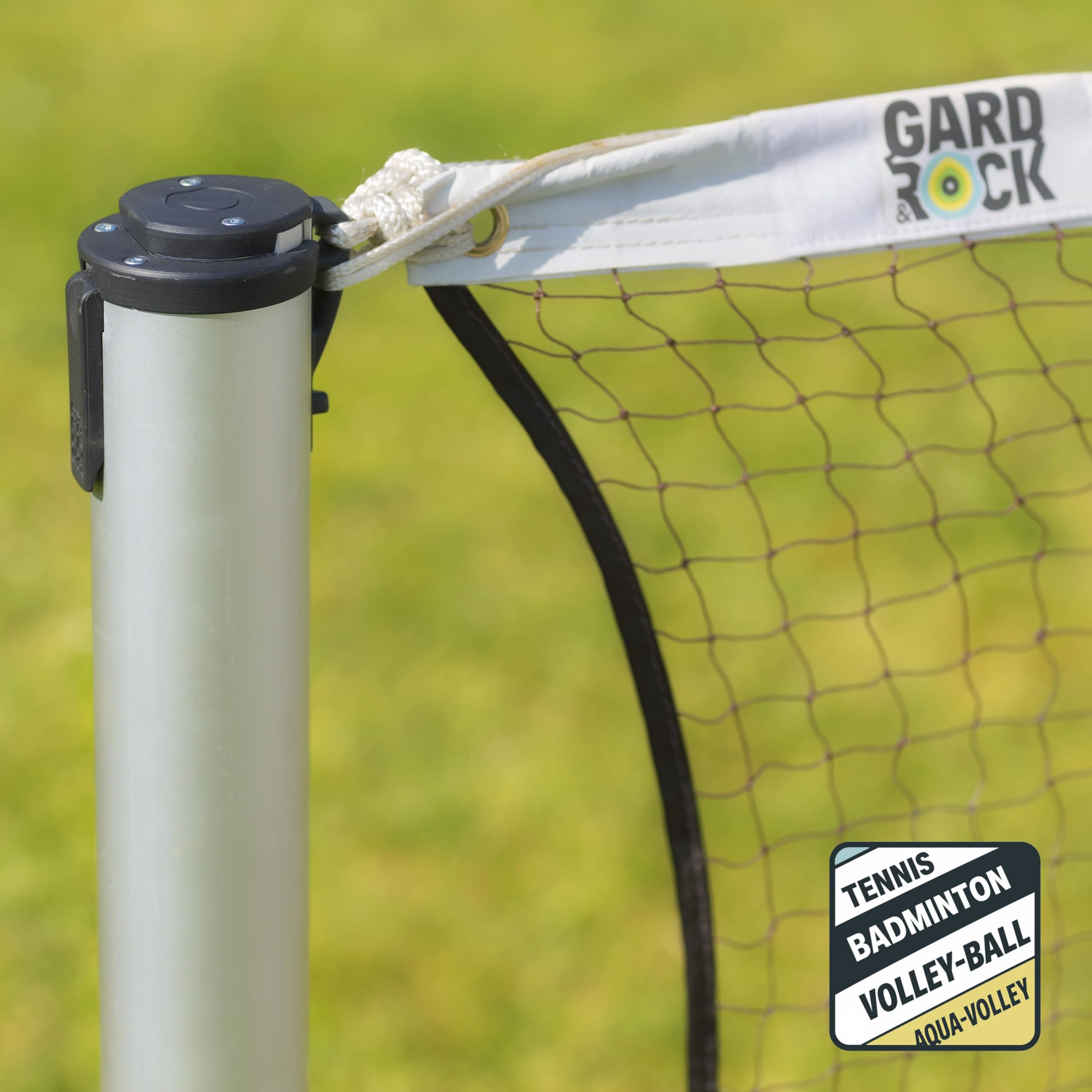GARD & ROCK - Kit poteaux multisports, télescopiques en aluminium - Badminton, Tennis, Volley-Ball - À clipser sur les bases d'ancrage - Transformez en un instant votre jardin en un terrain de sports!