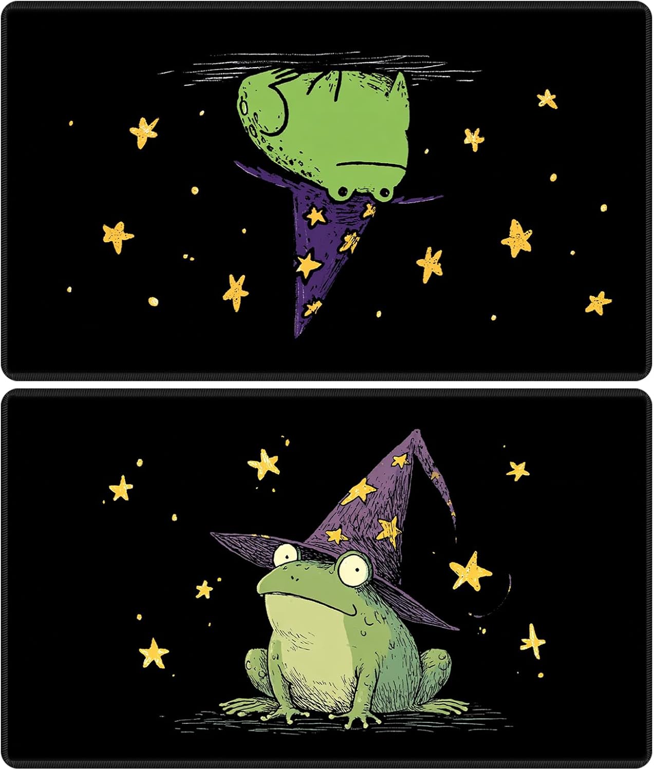 Playmat for MTG, Card Game Mat Non-Slip Rubber Base and Stitched, 24 x 14 inch TCG Play Mat for MTG and Other Card Games (NO Zones 2 Pack), Cute Magic Frog