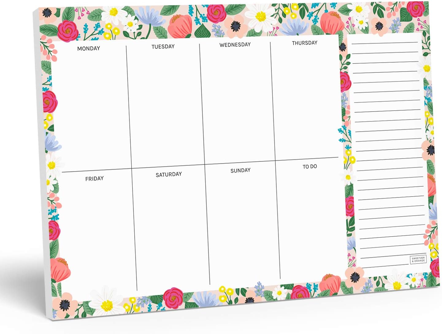 Sweetzer & Orange Floral Weekly Planner Notepad with Daily Planner