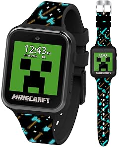 Minecraft Kids Smart Watch - Interactive Touchscreen with Games Camera Step Counter Alarm Timer Voice Recorder and Cool