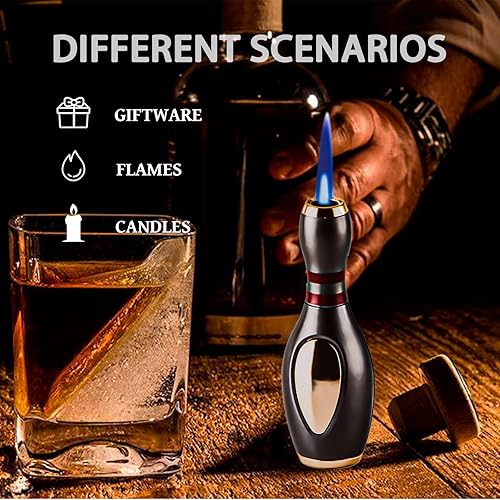 Miniatura 7 de WEQTETJU Encendedor de antorcha, fresco, único encendedor de boliche, ajustable, recargable, resistente al viento, regalo para hombres (sin