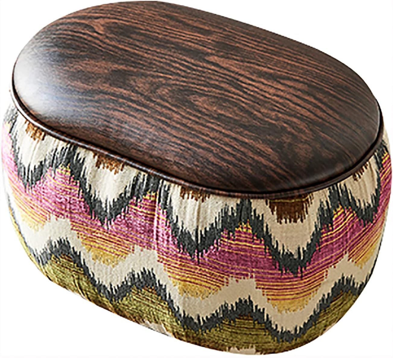 Tabouret ottoman rond en cuir pour salon et chambre de 50x32x38 cm