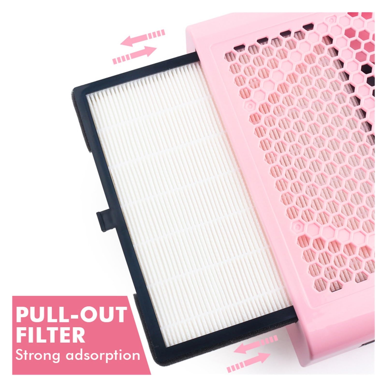 MRKU Aspiradora para manicura con Filtro Lavable, aspiradora de bajo Ruido, 80 W, Color Rosa.