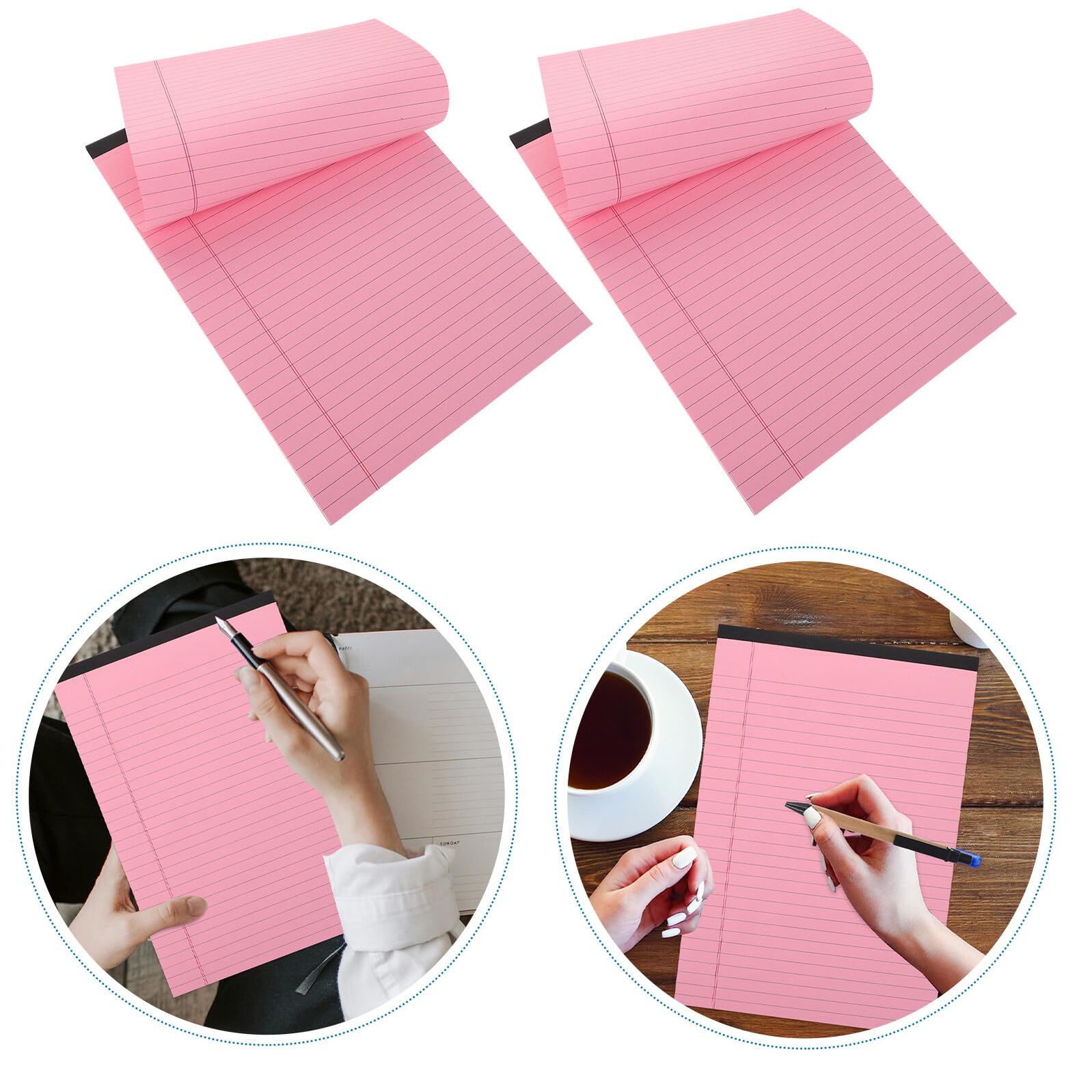 SOIMISS 4 Stück-Pack A4-notizblöcke Rosa Liniert mit Abreißbarer Funktion und Nachfüllbarem Papier Horizontal mit Geteilten Spalten für Studium und Zuhause
