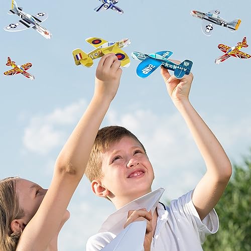 Miniatura 5 de XIPEGPA 60 piezas de aviones planeadores a granel de juguete para niños, juguetes de avión de papel para fiesta de cumpleaños, bolsas de regalo,