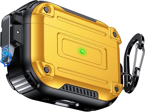 Miniatura 8 de Chicfun Armour Lock - Funda para AirPods Pro de 2 generación con bloqueo seguro y llavero, compatible con MagSafe protección resistente de 360