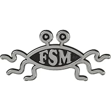 FSM Flying Spaghetti Monster Plastic Auto Emblem - Silver5 1/2" x 2 1/2"